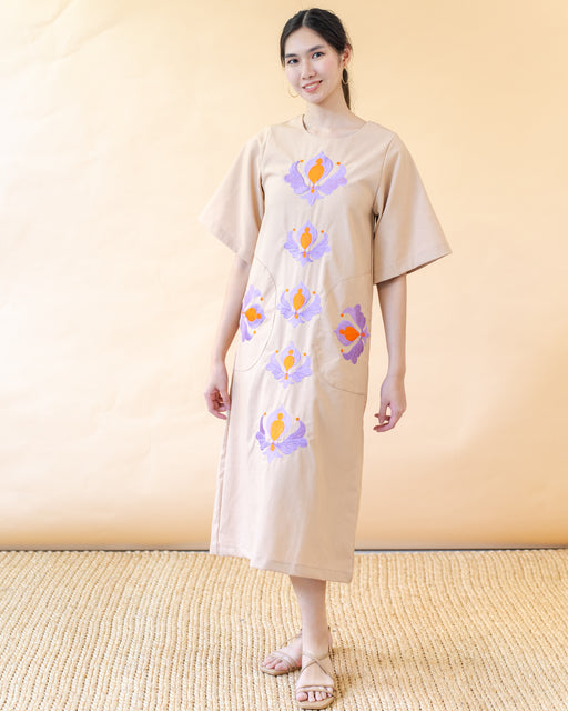 Esperanza Embroidered Dress- Almond